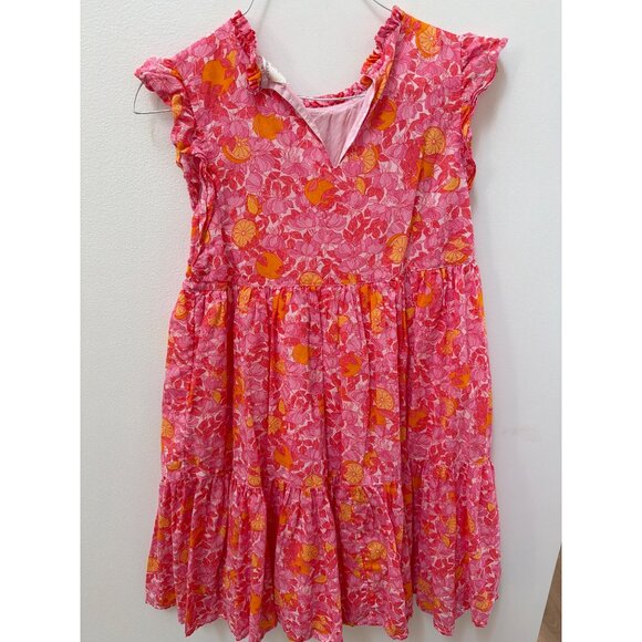 Crewcuts Girls Floral Pink & Orange Ruffled Dress Size 10 - Picture 4 of 5